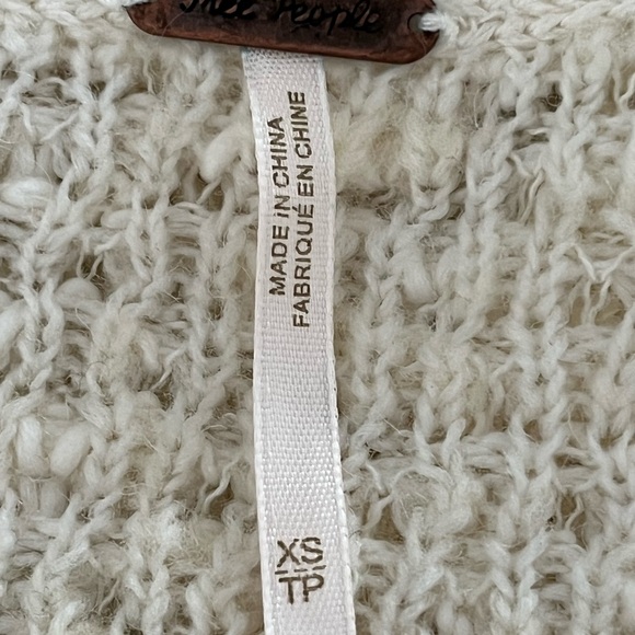 FREE PEOPLE Women XS White Ivory Nub Sweater Boho - Picture 4 of 7